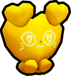 Shiny Golden Heart Balloon Cat